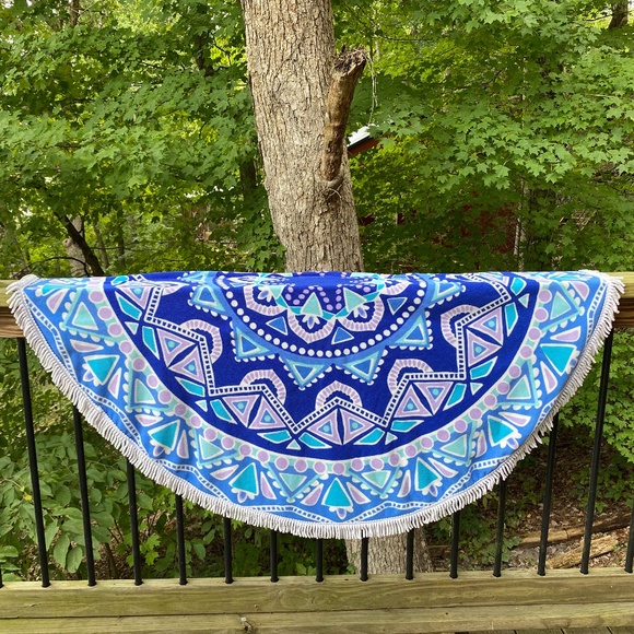 Round Beach Towel Blue - Picture 1 of 2